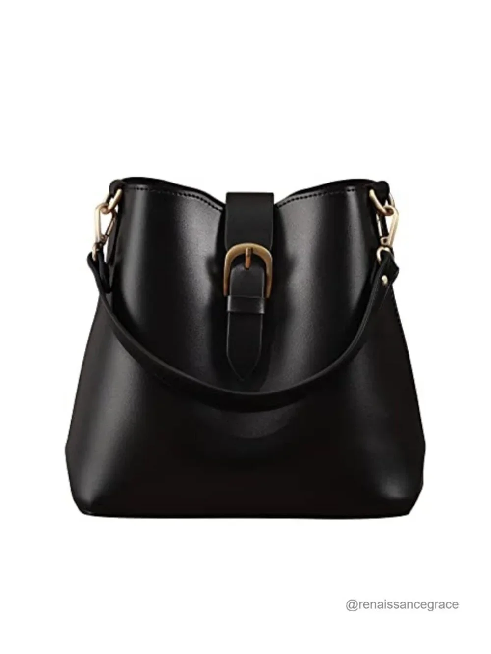 Faux Leather Bucket Bag Vegan Leather Hobo Shoulder Handbag Small
